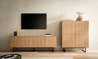 Home affaire Wohnwand Lund, moderne Anbauwand, Wohnzimmer-Set in Stone Oak, (2-St), enthält Lowboard und Highboard
