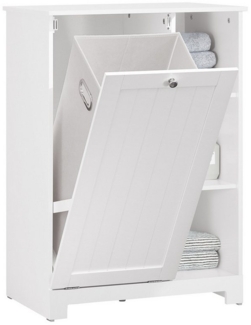 SoBuy Badkommode DE1-BZR105, Wäscheschrank mit Wäschekorb, Badschrank, Badmöbel, Badezimmerschrank mit Wäschekorb, Wäschesammler Wäscheschrank Weiß