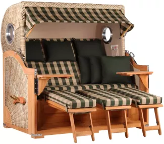 Strandkorb Norderney XXL Teak Bullauge PE shell Dessin 506