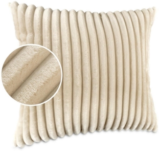 Kisska Dekokissen LILLI BIG CORD Velour Ambiente dekorieren, Kissenüberzug ohne Füllung BIG-Cord UNI 50x30 cm Einfarbig Creme