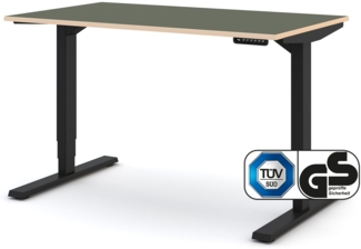 ASSMANN Elektrisch höhenverstellbarer Schreibtisch Y-Line Colour Edition 120x70 cm Khaki Schwarz Metall Holz Melaminoberfläche