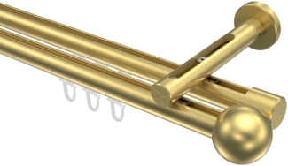 Innenlauf-Gardinenstangen-Set Siteno Luino 420 cm (geteilt in 3x140 cm), 2-läufig, 20 mm Ø Messing-Optik