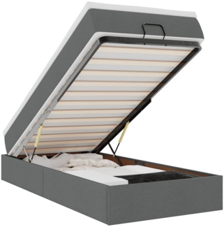 vidaXL Ottoman-Bett mit Matratze Dunkelgrau 100x200 cm Stoff 3311086