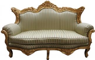 Casa Padrino Barock 2er Sofa Master Jadegrün /Beige / Gold - Wohnzimmer Couch Möbel Lounge