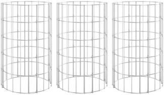 vidaXL Gabionen-Hochbeete 3 Stk. Rund Verzinkter Stahl Ø30x50 cm 152019