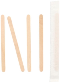 1000 Rührstäbchen, Holz "pure" 9 cm x 6 mm einzeln gehüllt