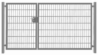 Elektrisches Einfahrtstor Basic (2-flügelig) asymmetrisch Verzinkt Breite 300cm x Höhe 140cm 6 / 5 / 6 mm