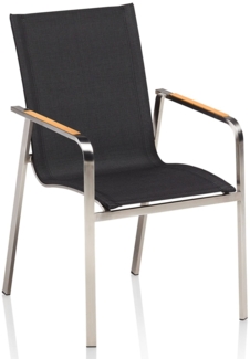 Kettler Edelstahl Diamond Stapelsessel Garten Teak Armlehne