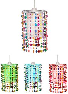 RGB LED Hängeleuchte, Kristalle bunt , App-/Sprachsteuerung