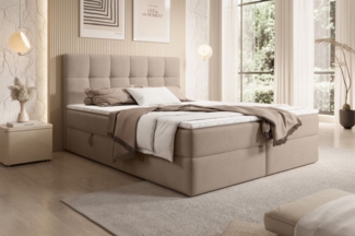 Boxspringbett Schlafzimmerbett ARTURO 140x200cm Stoff Freya Kakao