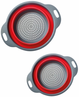 WESTMARK Seiher Set, 2tlg, Faltbar, je 1x Ø 22 cm und 18,5 cm, Kunststoff, Anthrazit, Kunststoff (PP/TPE)