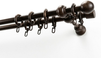 GARESA Gardinenstange BAROCK, Ø 20 mm, 2-läufig, Wunschmaßlänge, mit Bohren, verschraubt, Holzwerkstoff, Vorhanggarnitur, reine Holzgarnitur, verlängerbar, mit Ringe