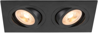 SLV NEW TRIA® 155, Deckeneinbauleuchte, quadratisch, 2 x GU10, zweiflammig, schwarz - Wand- und Deckenleuchten