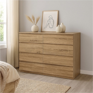 HTI-Living Kommode Moderne Kommode mit 8 grifflosen Schubladen Sonoma (Stück, 1 St, 1 Kommode ohne Dekoration), Sideboard