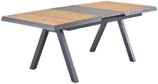 Gartentisch Kumasi , Aluminium , Schwarz, Holzfarben , 160 x 76 x 100 cm