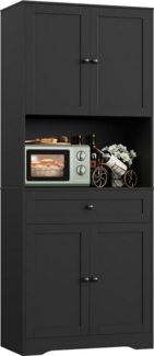 Homfa Küchenbuffet Küchenschrank Buffetschrank Vorratsschrank mit 4 Türen und Schublade, verstellbaren Einlegeböden, 75x40x180cm