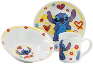 Disney Stitch Kinder-Geschirrset 3-teilig – Teller, Schüssel, Tasse – Geschenkset
