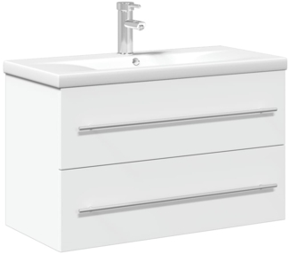 vidaXL Waschbeckenunterschrank mit Einbaubecken Weiß 3278776