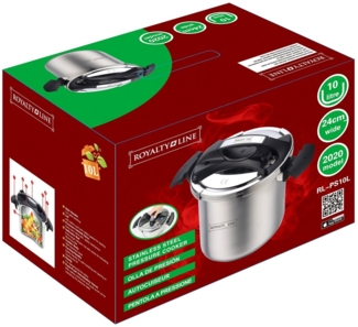 XL Schnellkochtopf Dampfkochtopf Edelstahl Kochtopf 10L ROYALTY LINE RL-PS 10L