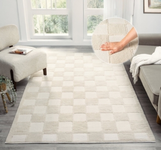 OTTO home Teppich Belion, Hoch-Tief-Struktur, Karo-Muster, rechteckig, Höhe: 19 mm, leichter Glanz, Schachbrettmuster, Modern, Wohnzimmer, Schlafzimmer