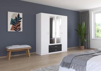 rauch Kleiderschrank, Drehtürenschrank GAMMA, 4-türig, 2 Spiegeltüren teilaufgelegt, 2 Schubkästen, Alpinweiß, 181 x 210 x 54 cm