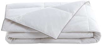 Vente-unique - Anti-Milben-Bettdecke - Bezug aus 100 % Perkal - 240 x 260 cm - Daunen- & Federfüllung - 300 g/m² - Weiß mit taupefarbener Ziernaht - FEATH von PALACIO