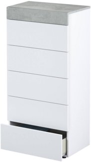 Dmora Armo-Kommode, Kommode mit 5 Schubladen, Kommode für das Schlafzimmer, Moderne Kommode, 61x40h118 cm, Weiß