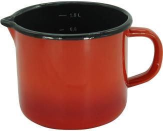 Milchtopf Rom 12 cm, Ausg Emaille rot geflammt