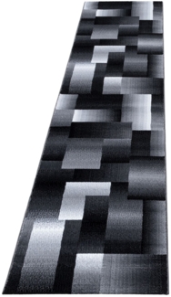 Kurzflor Teppich Matteo Läufer - 80x300 cm - Schwarz