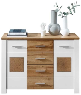 Kommode vito Materio , Holzwerkstoff, Metall , Weiß, Holzfarben , 122 x 86 x 39 cm