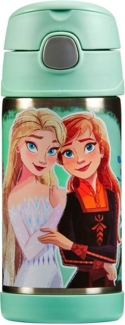 Thermos kids FUNTAINER STRAW BOTTLE DISNEY 0,35 l, Frozen II, Thermoflasche Kinder aus Edelstahl mit Trinkhalm, 12 h kalt, spülmaschinenfest, dicht ohne Kohlensäure, Disney Flasche für Kita, Schule