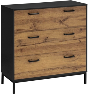 loft24 Kommode Rocky, Schubladenkommode 3 Schubladen Metallgestell Breite 80 cm