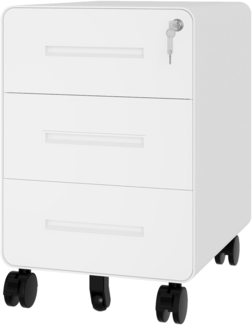 Bisley EasyRoll Rollcontainer mit 3 Schubladen, Container abschließbar aus Metall in weiß - Rollwagen für's Büro als Schreibtisch Unterschrank, Bürocontainer od. Schreibtischcontainer, ROLL3-696