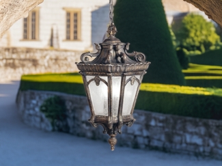 Außenleuchte, Kettenlaterne, ALU-Guss Glas, D 42,2 cm