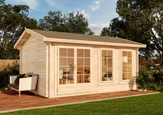 Alpholz Gartenhaus Valencia-40 XL Gartenhaus aus Holz in Braun Holzhaus mit 40 mm Wandstärke Blockbohlenhaus mit Montagematerial