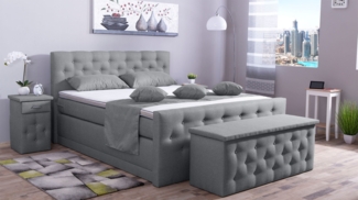 Meisterbetten Boxspringbett Babo 160x220 in WT-Silbergrau, Matratzenbezug Nano, Komfortschaum-Topper, mit Fussteil