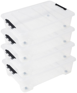 ONDIS24 Aufbewahrungsbox Unterbettbox Jolly Rollbox mit Deckel 25/35L Spielzeugkiste (4 St), transparent, stapel,- und nestbar