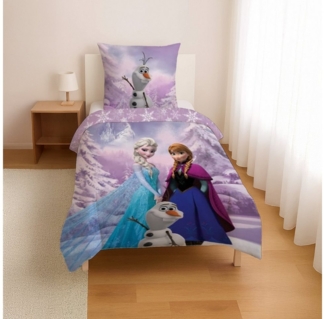 BrandMac Bettwäsche Disney Frozen - Die Eiskönigin - Wende-Bettwäsche-Set, 135x200 & 80x80, Baumwolle, 100% Baumwolle