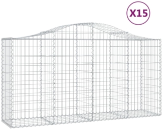 vidaXL Gabionen mit Hochbogen 15 Stk 200x50x100/120cm Verzinktes Eisen 3145653