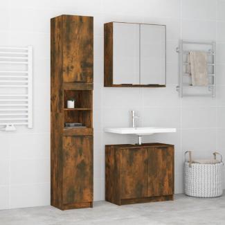 vidaXL 3-tlg. Badmöbel-Set Räuchereiche Holzwerkstoff 3115881