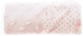 Babydecke Doppellagig 75x100 cm mit Babybär und Herz Rosa Motiv 2
