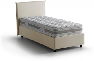 Dmora Astor Einzelbett, Bettkasten mit Stoffbezug, 100 % Made in Italy, seitliche Öffnung, inklusive Matratze 80x190 cm, Beige