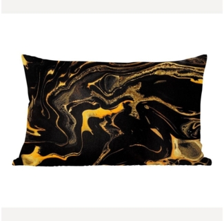 MuchoWow Dekokissen Muster - Gold - Schwarz, Dekoration, Zierkissen, Kissen mit Füllung, 50x30 cm