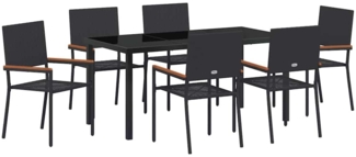 vidaXL Garten Essgruppe 7 pcs Schwarz Poly Rattan 3379706