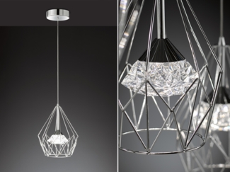 WOFI LED Pendelleuchte, Dimmer, LED fest integriert, Warmweiß, einflammig, dimmbar, Esstisch Gitter-Lampe Industrie-Design, Ø 25cm
