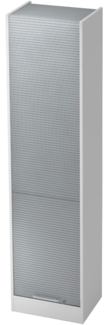 bümö Rollladenschrank in Weiß/Silber mit Relinggriff - Vertikal Jalousieschrank 50 cm breit, Aktenschrank abschließbar, Büroschrank für Ordner & Co, SET50-W-S-RE