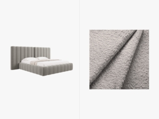 Micadoni Bett Kelp mit Doppelkopfteil Boucle Baloo Hellgrau 200x200