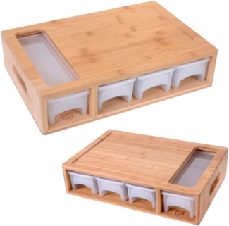 Bambus Schneidbrett mit Auffangschalen - Linkshänder