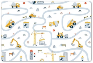MuchoWow Platzset Kinder - Baustelle - Kran - Traktor - Muster, (1-St), Kinder-Arbeitsunterlage Schreibtisch, Bastelmatte Kind, Zeichenmatte
