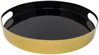 LaLe Living Serviertablett "Glam" aus Eisen in Gold/Schwarz, Ø31cm